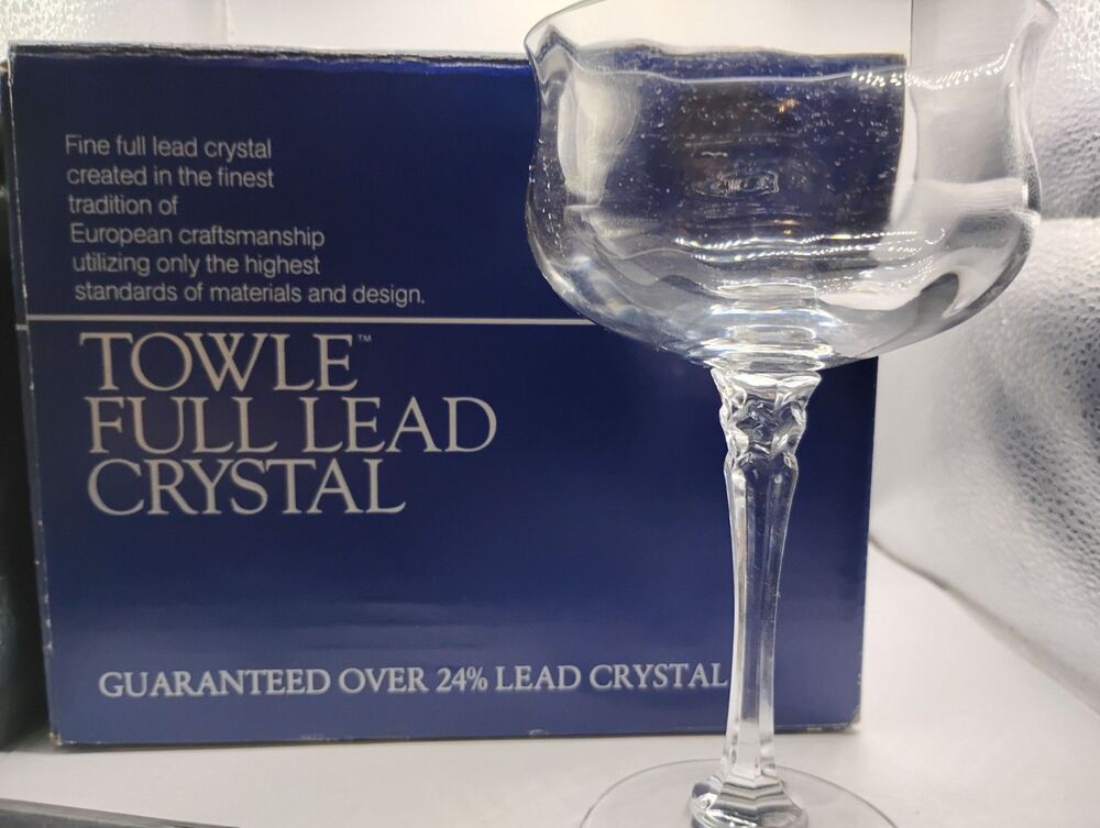 Set Of 4) NEW Towle Austrian Crystal Silhouette Saucer Champagne Goblet #23178